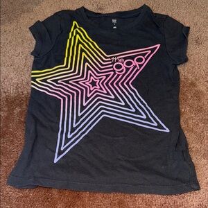 GAP Kids Black Tee with Neon Star Design